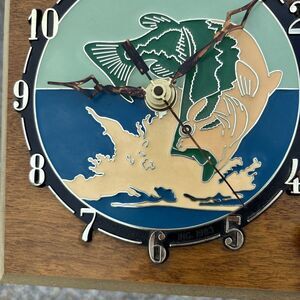 Bass Fishing Wall Clock Wood VINTAGE 1983 Graphics Man Cave Cabin WORKS